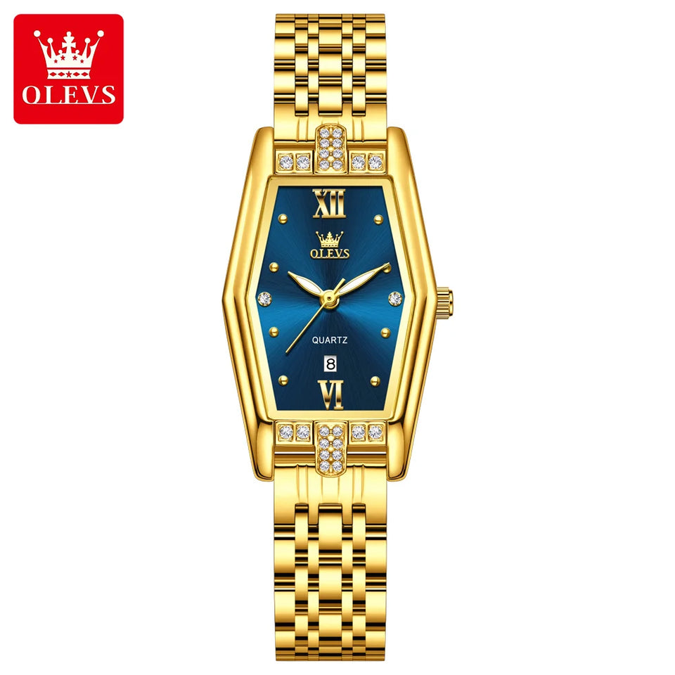 OLEVS Brand Casual Stainless Steel Female Wristwatcch Relogio Feminino Luxury Gold Red Quartz Ladies Watch Fashion Women Watches