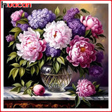 Huacan Peony 5D Diamond Painting Bottle Flower New Arrivals 2025 Diamond Mosaic Rhinestone Pictures Wall Decor Art Gift