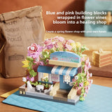 Coffee Ice Cream Flower Shop Store Street View Food House Building Blocks Kit Girls Bricks Model Kids Toy Mini Assembly Bricks