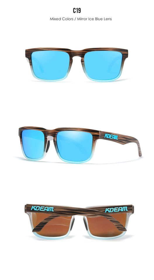 KDEAM New Arrivals Fashion Square Polarized Sunglasses For Men And Women Fishing Sun Glasses Colorful Lens With Hard Case
