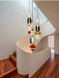Modern Colorful Glass Hanging Pendant Light Chandelier for Loft Living Room Restaurant Nordic Coffee Restaurant Lighting Fixture