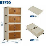 3/4/5-Tier Foldable Storage Cabinet with Lids & Wheels, Stackable Plastic Organizer for Closet, Bedroom, Office & Kitchen