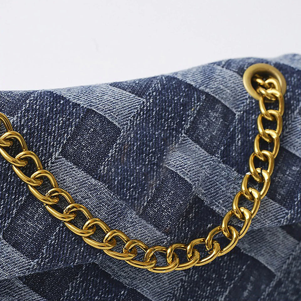 Women's K-G Shoulder Bag For High Quality Braided Denim Chain Crossbody Bag Designer Luxury Handbag Brand Ladies Bag