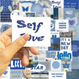 10/30/57pcs Fresh Blue Stickers Aesthetic Ins Style Graffiti Decals Decoration DIY Skateboard Scrapbook Fridge Guitar Bike Toys
