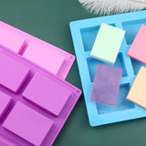 6 grid Handmade Soap Silicon Mold 6 types Floral Pattern Flat Bottom Essential oil Toilet Soap DIY Baking Cake Square Mold