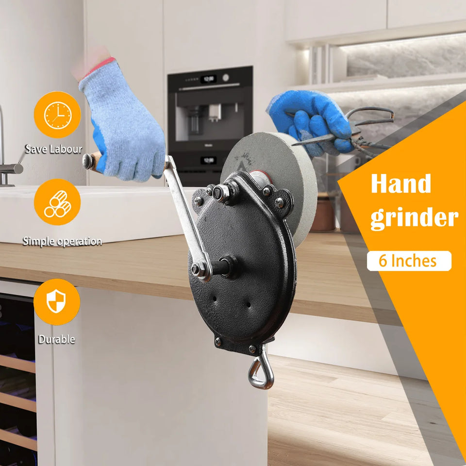 Hand Cranked Desktop Grinding Wheel Grinder Old-Fashioned Sharpening Machine Polishing Sharpener Cutting Tool for Kitchenware
