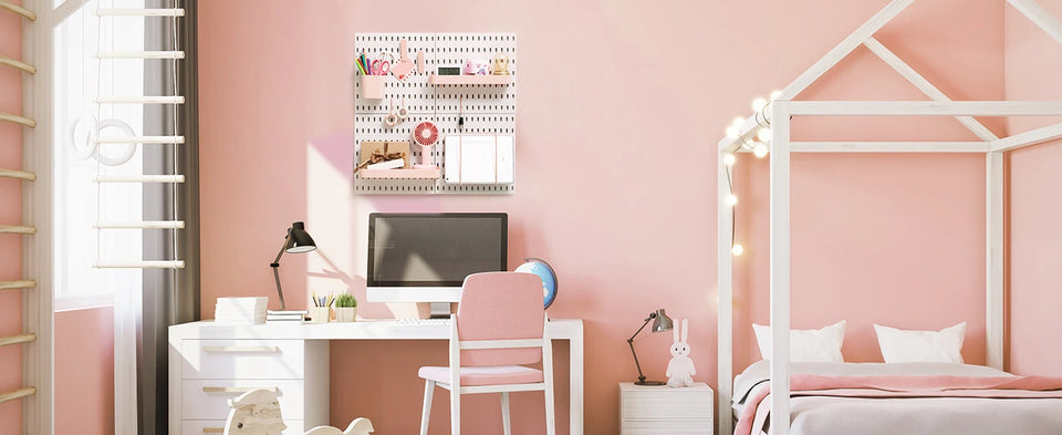Deli Pink 4pcs Pegboard Combination Kits, Easy Storge, Free & Easy to Assemble, Two Installation Methods