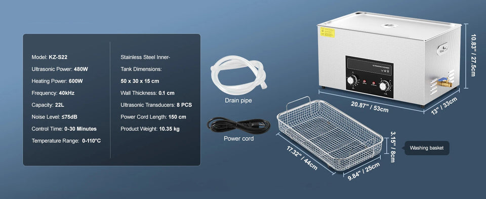 SucceBuy 2/3/6/10/15/30L Ultrasonic Cleaner with Heater Timer for Lab Tools Metal Parts Carburetor Brass Auto Parts Engine Parts