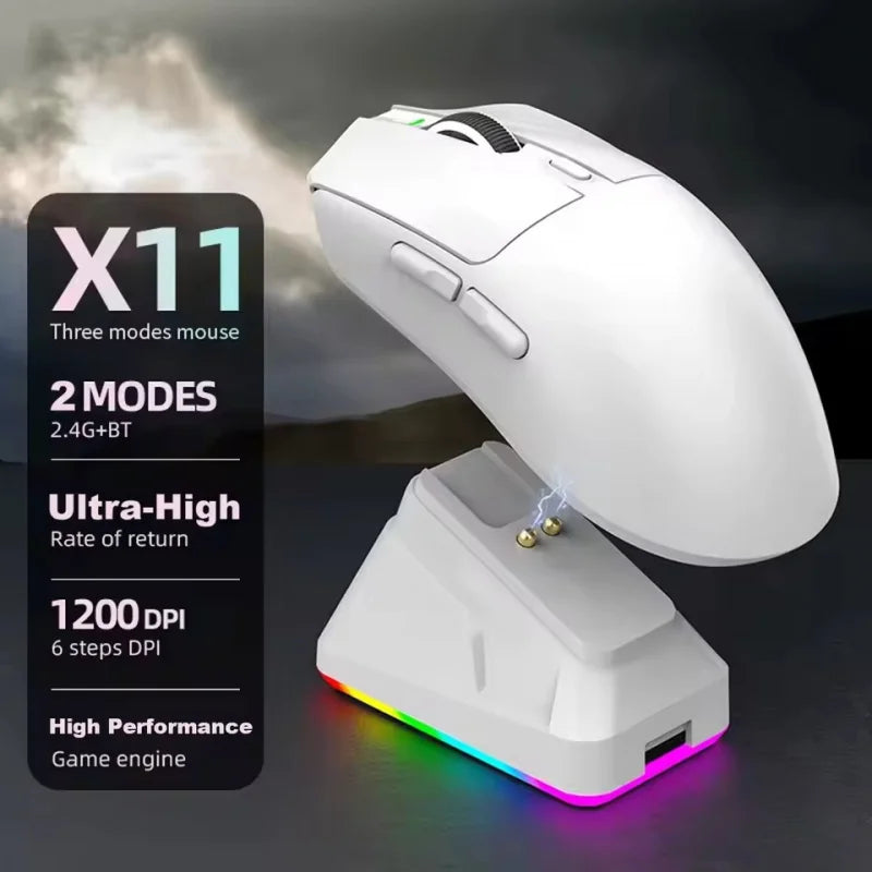 2026 NEW Gaming Mouse 3-Speed DPI Esports Wireless Ergonomic Design Gaming 2-mode Connection Magnetic Charging Dock RGB Lighting