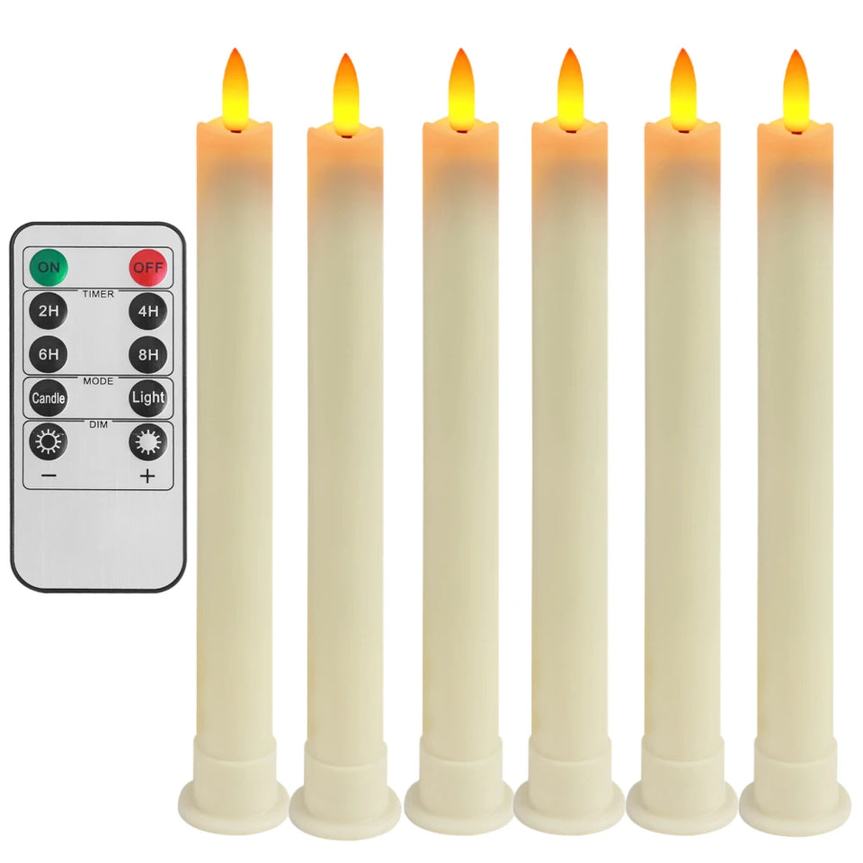 LED Flameless Taper Candles 6.5/11" Battery Operated Fake Flickering Candlesticks Electric Long Candles for Wedding Home Decor