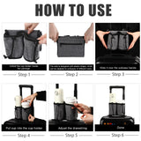 Luggage Cup Holder Travel Essentials Cup Holder Hands-Free Drink Holder with 2 Coffee Mugs Suitcase Drink Bag Travel Luggage Acc