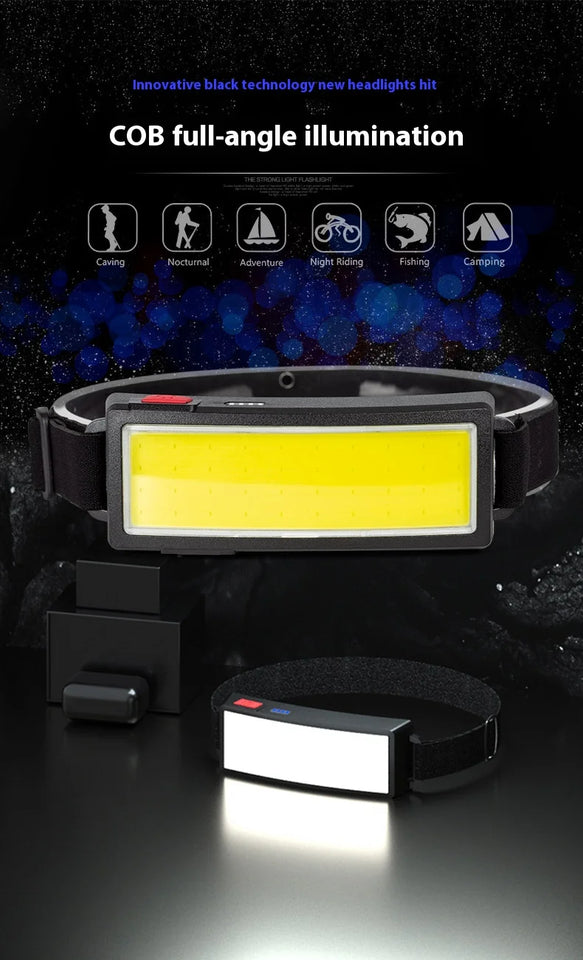 COB LED Super Bright Headlamp Rechargeable 180° Head Lamp Flashlight Outdoor Waterproof Running Fishing Camping Hiking Headlight