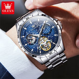 OLEVS 6689 Original Brand Men's Watches Starry Sky Disk Waterproof Luminous Automatic Mechanical Wristwatch Moon Phase Man Watch