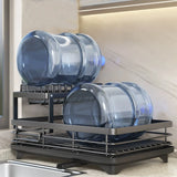 2026 Upgraded New Model - 1.5-Layer Carbon Steel Dish Rack, with Drain Tray, Commercial-Grade Tableware Storage Rack – Large Capacity, Rust-Proof, Includes Cutlery Rack and Cutting Board Rack, Suitable for Families of 4-6 P