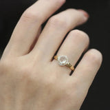 Huitan Round Imitation Opal Gold Color Rings for Women Luxury Trendy Wedding Band Accessories New Exquisite Gift Female Jewelry