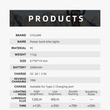 CYCLAMI RVL01 Bicycle Headlight Bike Light Cycling 5000mAh Type-C Charging Front Lamp For Garmin XOSS IGPSPORT COOSPO GEOID