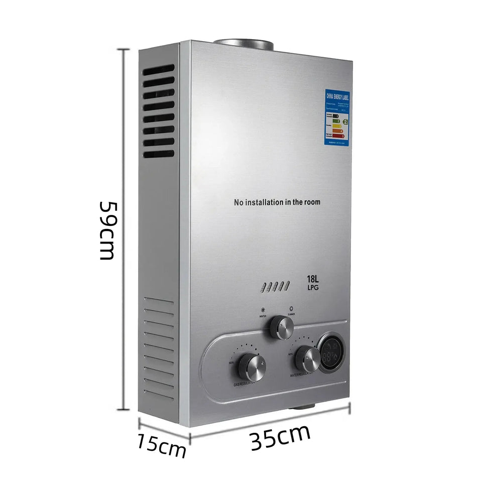 Sihao LPG Gas Hot Water Heater 6L-18L Tankless Instant Butane Propane Gas Boiler With Shower Kit LCD Display For Home Camping ﻿