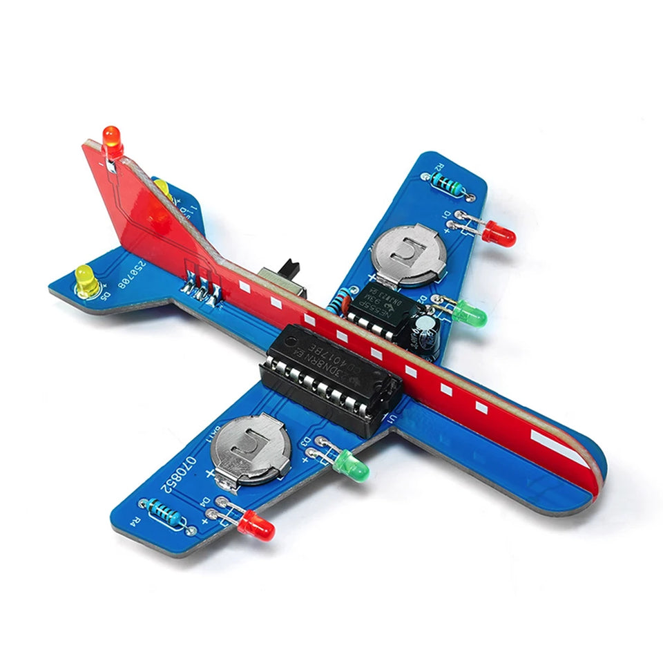 DIY Electronic Kit LED Flow Light Aircraft Model Kit DIY Electronic Welding Practice Kit Electronic Science Assembly Kit