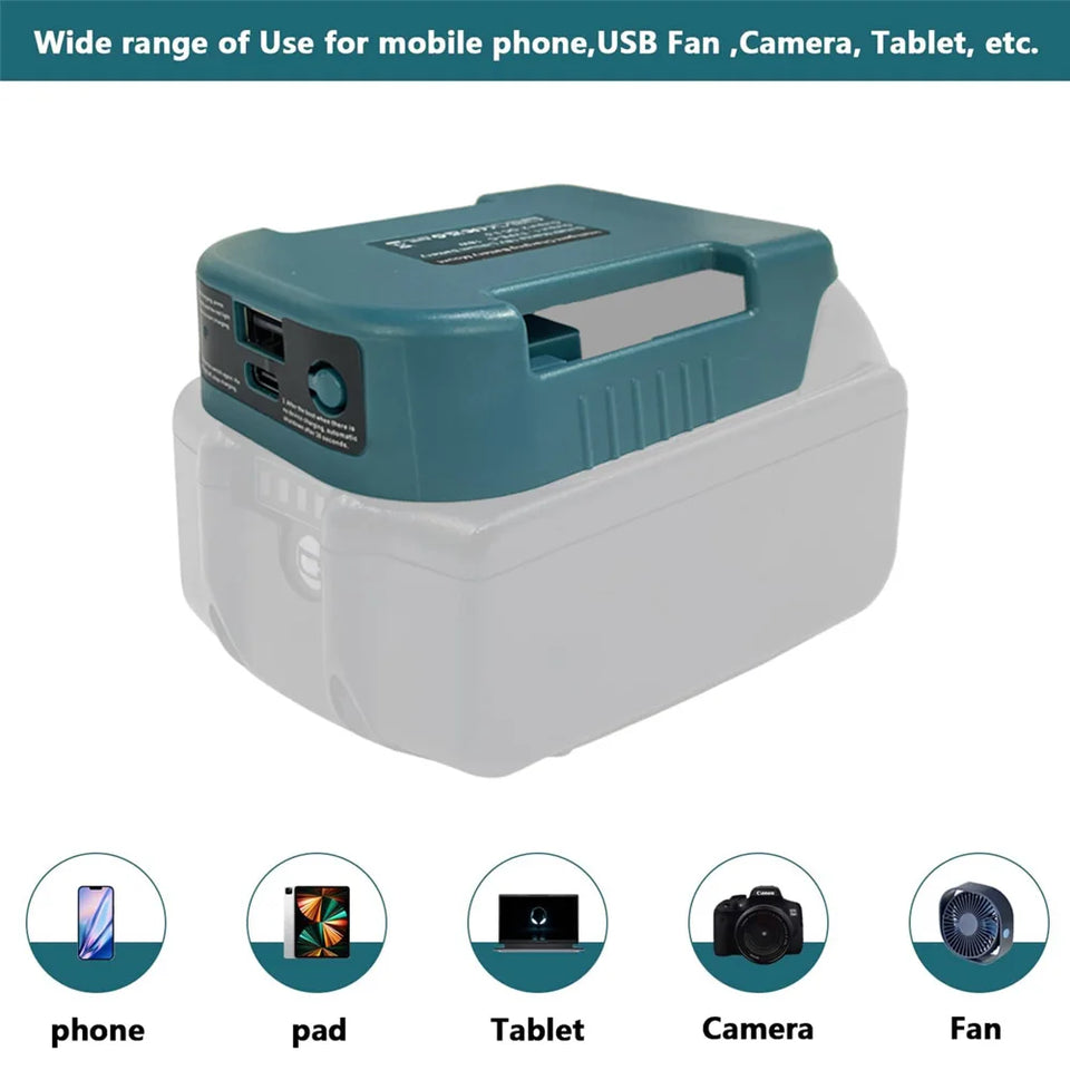 1pc For Makita 18V With USB With Type-C Battery Holder For Makita 18V Battery BL1840 BL1850 BL1860 Charger Adapter Fast Charging