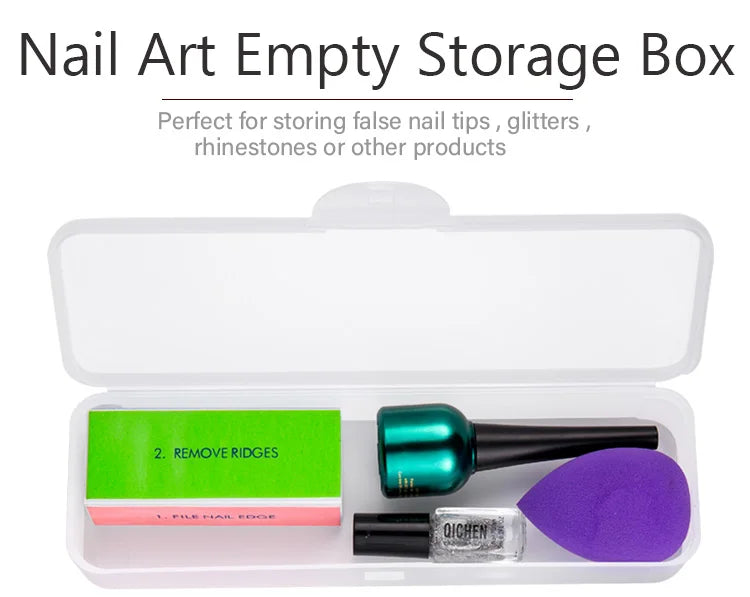 1Pc Rectangle Double-layer Nail Art Tool Empty Storage Box Tweezers Clippers Nail Brush Files Portable Plastic Container 22cm