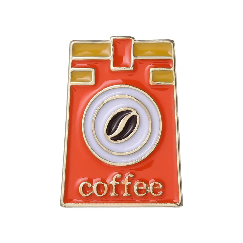 Coffee Moka Pot Mug Beans Enamael Pins Hand-grinded Coffee Lapel Badge Brooch Retro Vintage Cafe Jewelry Gift for Barista Friend