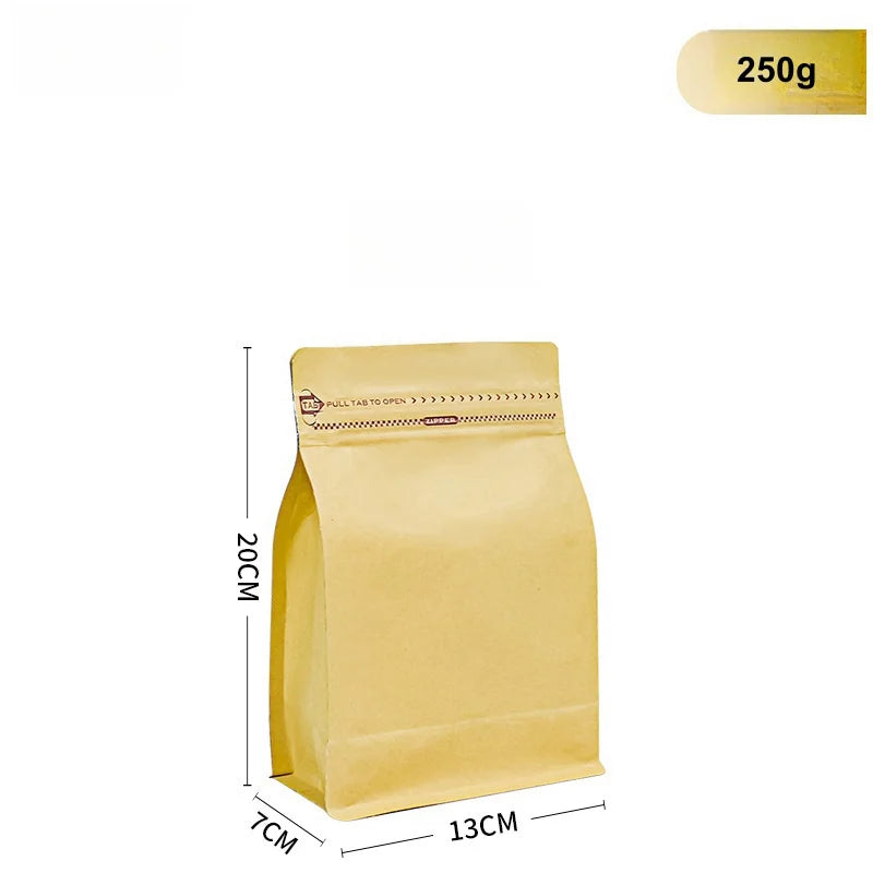 StoBag 50pcs 250g Coffee Beans Packaging Bag with Valve Aluminum Foil Heat Sealing for Powder Tea Nuts Storage Reusable Pouch