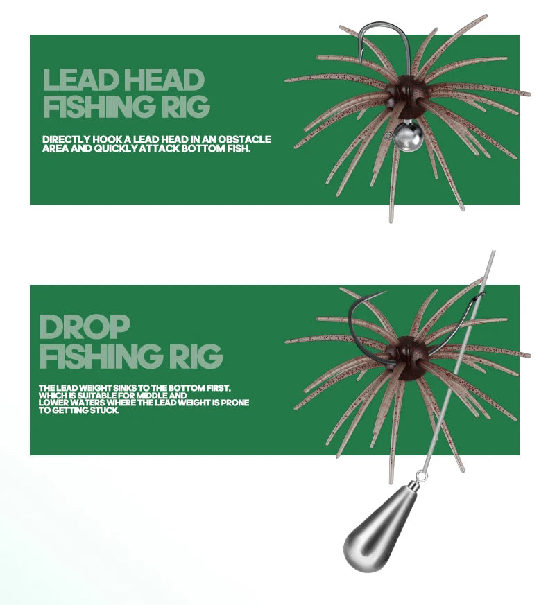 TAIYU 2-Pack Floating Sea Urchin Soft Lures, Bionic Soft Baits, TPE Material Fishing Lures for Saltwater Fishing, Commercial Pon