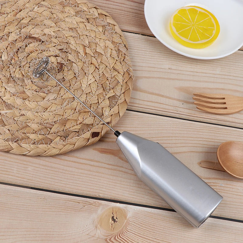 1PC Handhold Milk Frother Battery Operated Foam Maker Electric Egg Beater Whisk Stainless Steel