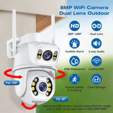 8MP 4K Dual Lens Wifi Camera Ai Auto Tracking Waterproof Security CCTV Video Surveillance Camera Police Light Alarm IP Camera
