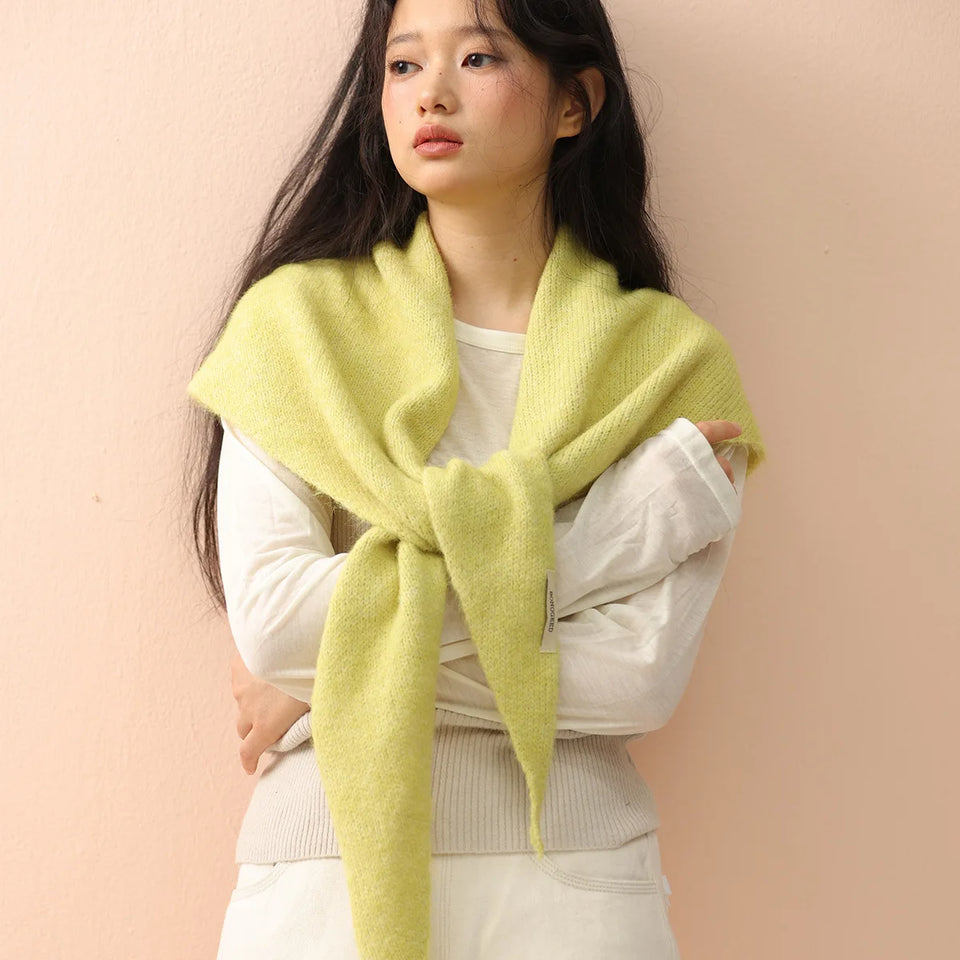 Korean Knitted Wool Triangle Scarf Solid Knitted Shawl Autumn Winter Scarf Women Neck Protection Neckerchief Triangle Scarf