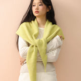 Korean Knitted Wool Triangle Scarf Solid Knitted Shawl Autumn Winter Scarf Women Neck Protection Neckerchief Triangle Scarf