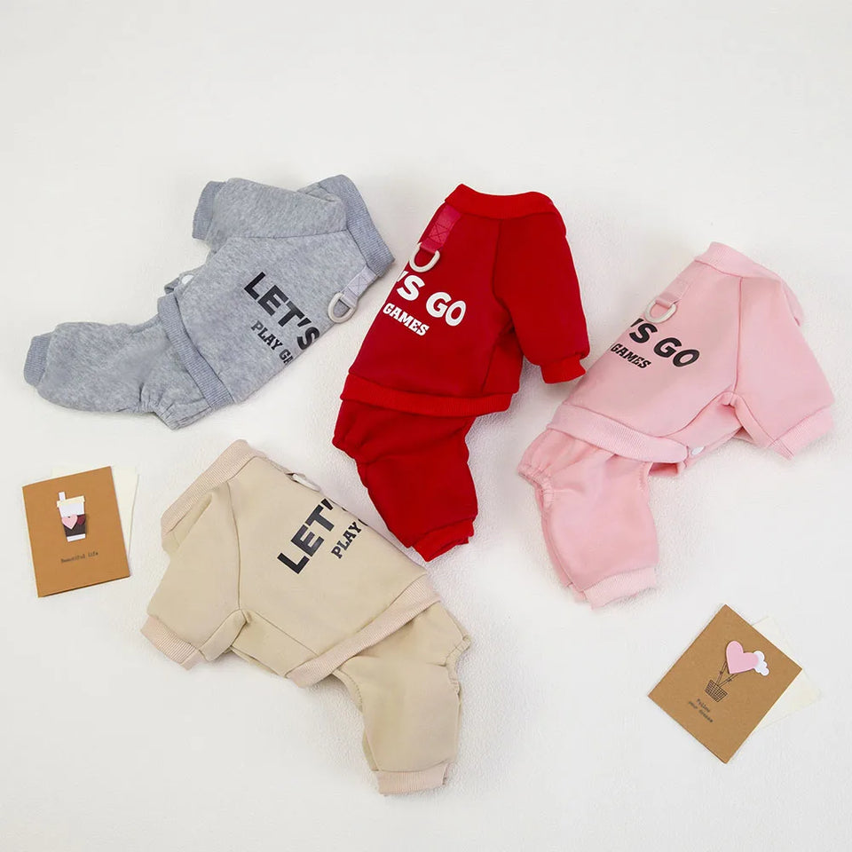 4 Legs Dog Hoodies Jumpsuit for Small Dogs Puppy Clothes Sport Dog Pullover Sweatshirt Doggies Winter Coat Warm Pet Cat Apparel