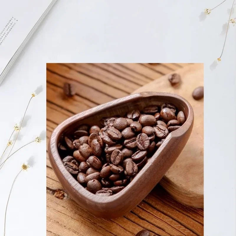 Wooden Coffee Bean Bowl Solid Wood Coffee Bean Measuring Container Espresso Dosing Cup Tea Leaf Display Tray Coffee Accessories