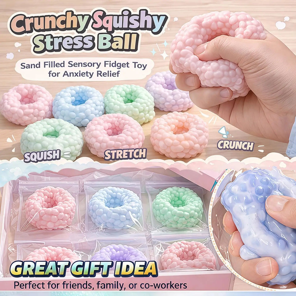 Crunchy Squishies Stress Ball Fidgets Toy Stress Anxiety Relief Balls Office Sand Filled Crunchy Balls Desk Squeeze Toys