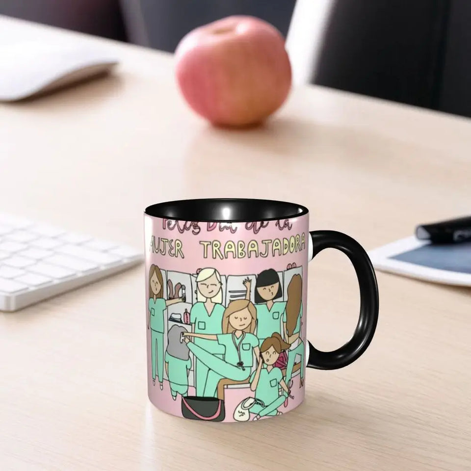 Pink Doctor Nurse Coffee Mugs DIY Customized Enfermera En Apuros Ceramic Milk Tea Mug Cup