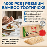 4000 Pcs Multi-purpose Disposable Double-Headed Bamboo Thin Toothpicks for Restaurants Hotels Household Commercial Toothpicks