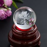 50mm Tree of Life Crystal Ball 3D Laser Engraved Paperweight Yoga Meditation Healing Glass Ball Sphere Globe Home Decor Figurine