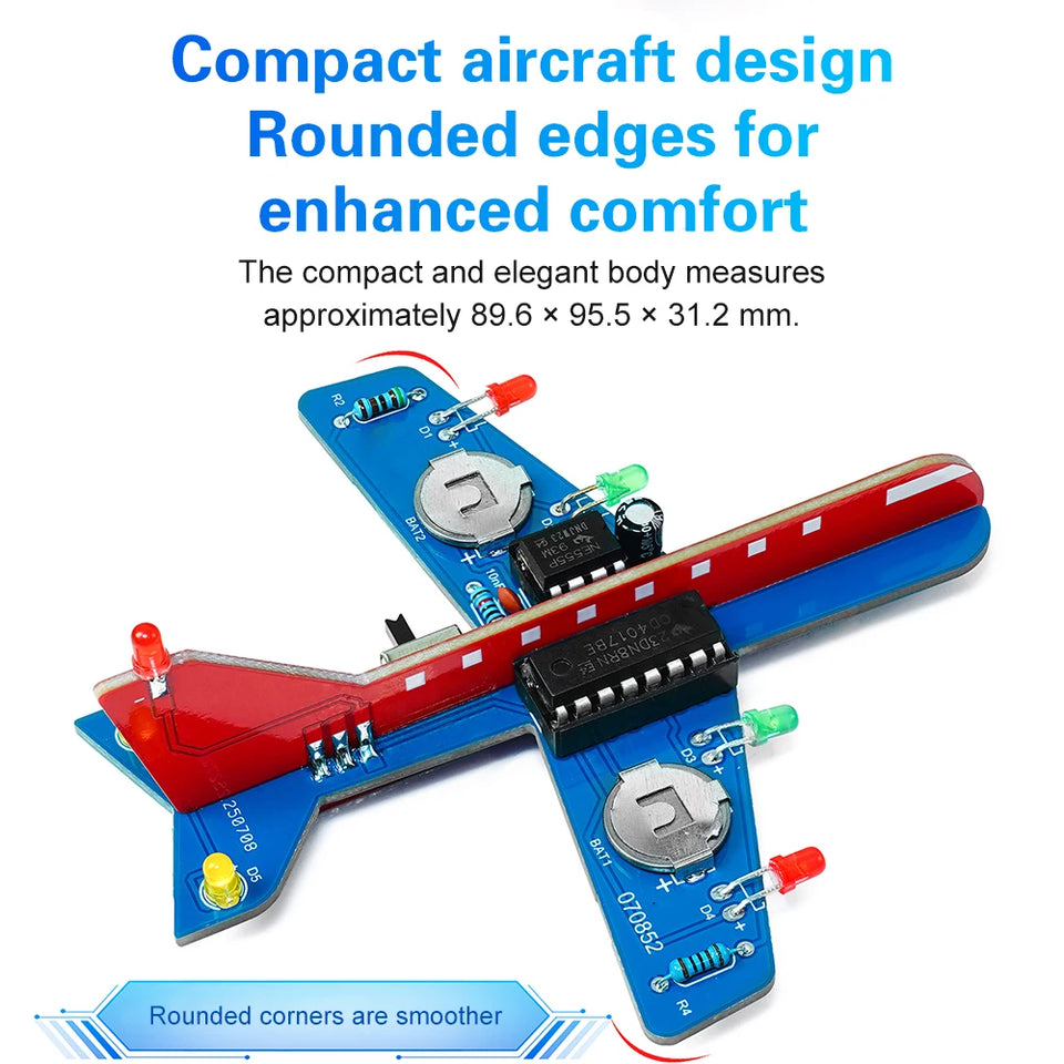 DIY Electronic Kit LED Flow Light Aircraft Model Kit DIY Electronic Welding Practice Kit Electronic Science Assembly Kit