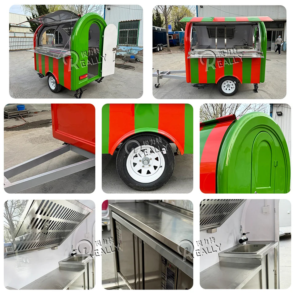 Customized Food Trailer Mobile Food Kiosk Truck Mobile Kitchen Trailer for Hamburger Cart Fast Food Truck with DOT Certification