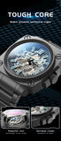FeelNever Creative Automatic Movement Men's Watches Hollow Fashion Casual Sport Military Leather Waterproof Mechanical Watch+Box