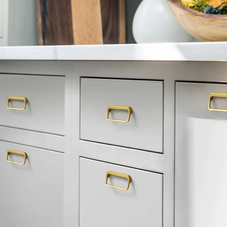 Goo-Ki Brushed Brass Cabinet Handle Antique Three-dimensional Finger Pulls Wardrobe Drawer Long Handle Nickel Drawer Pulls