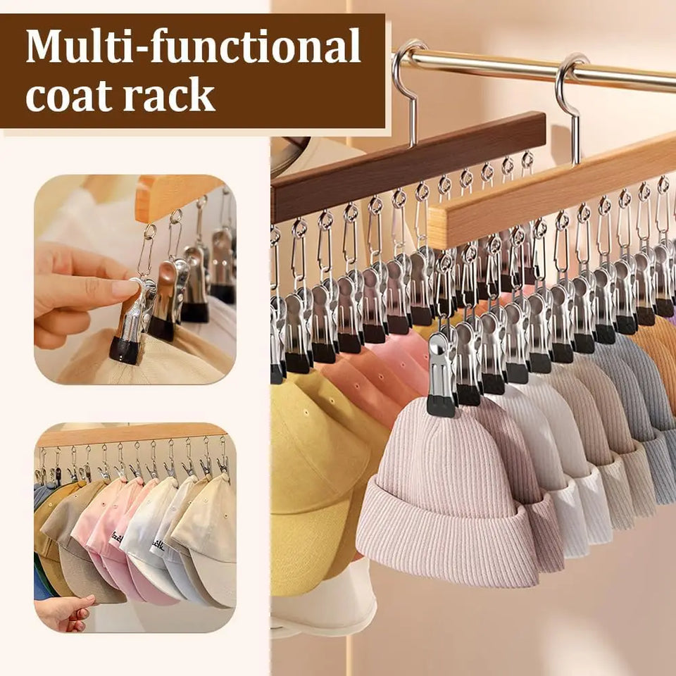 Closet Organizer with 10 Clips Hat Storage Rack Space Saving Hanging Clothes Organizer for Jeans Skirts Socks Pant Hangers