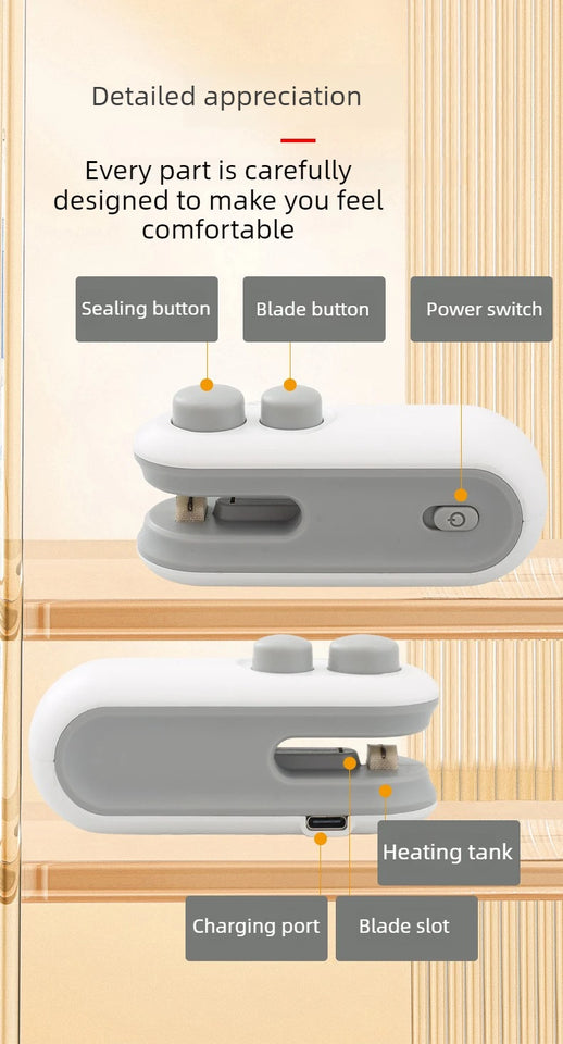 Sealing machine, small household hand press sealing device, mini portable snack moisture-proof plastic bag heat sealing machine
