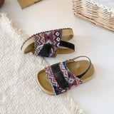 Summer Children Causal Sandals New Boho Toddler Beach Slippers for Girls Outdoor Daily Wear Non-slip Kids Retro Open-toe Sandals