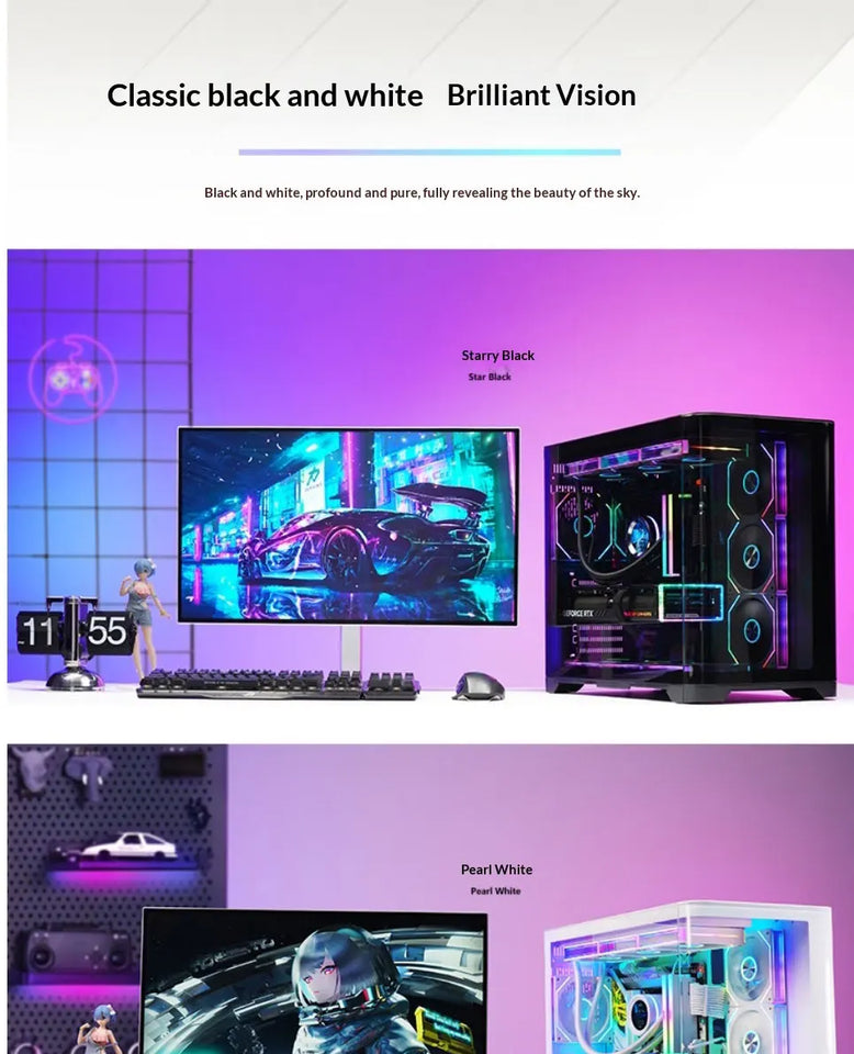 WJCOOLMAN Sky Ceiling PLUS ATX curved glass sea-view room computer case Supports 360-degree water cooling