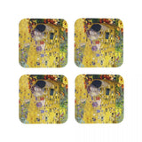 The Kiss By Gustav Klimt Coasters Kitchen Placemats Non-slip Insulation Cup Coffee Mats For Decor Home Tableware Pads Set of 4