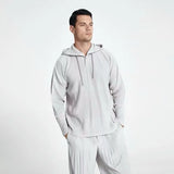 Miyake Pleated Men's Sweatshirt Hoodie Classic Pleated 2025 Summer New Tops Loose Casual Simple Drawstring Pullover Hoodie Male