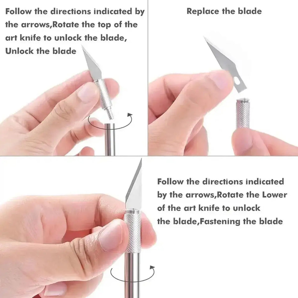 Metal Engraving Craft Knife Non-Slip Handle Gold Silver Hobby Carving Scalpel Utility Knife Art Stationery DIY Craft Supplies