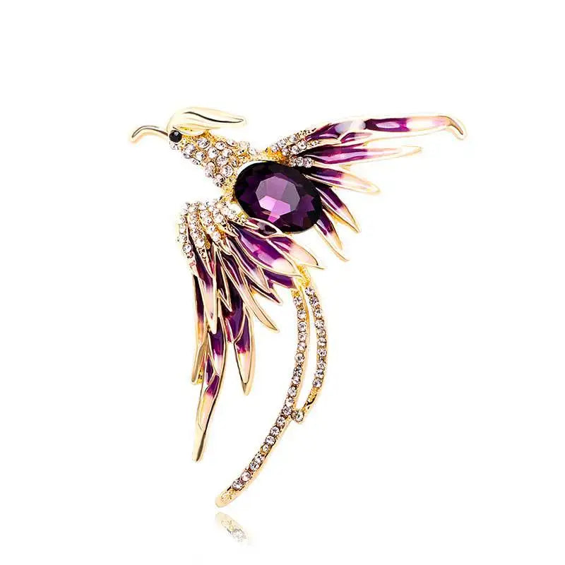 New Bathing Fire Phoenix Rhinestone Brooch Pendant Fashion Animal Sparkling Crystal Pins Clothes Bags Accessories Jewelry Gifts