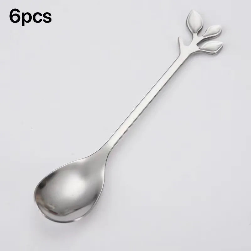 6Pcs Stainless Steel Tea Forks Gold Silver Cake Fork Snack Salad Coffee Fruit Fork Mirror Cutlery Tableware Set Kitchen Utensils